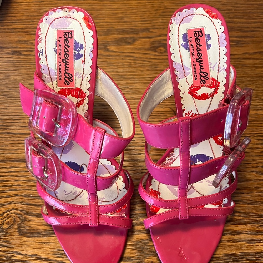 Betsey Johnson Vibrant Pink Strappy Sandals